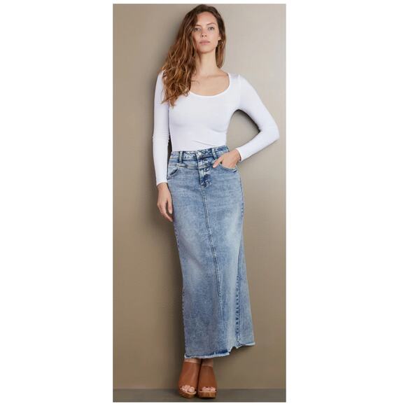 NWT Wash Lab Denim The Lowdown Selma Maxi Skirt Size 27 - Picture 1 of 10